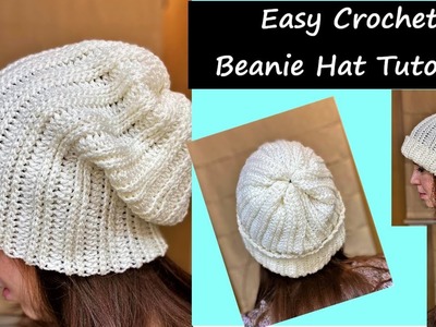 EASY CROCHET BEANIE HAT Pattern- Can make to fit any head size!!