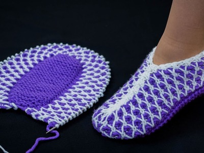 Elegant slippers on 2 knitting needles simply and easily - even a beginner can handle it!