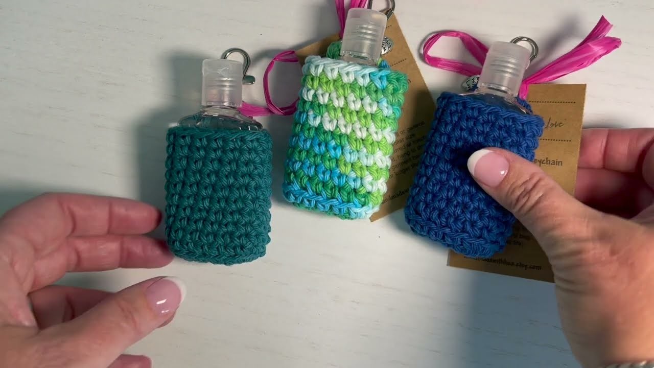 How to crochet a hand sanitizer keychain