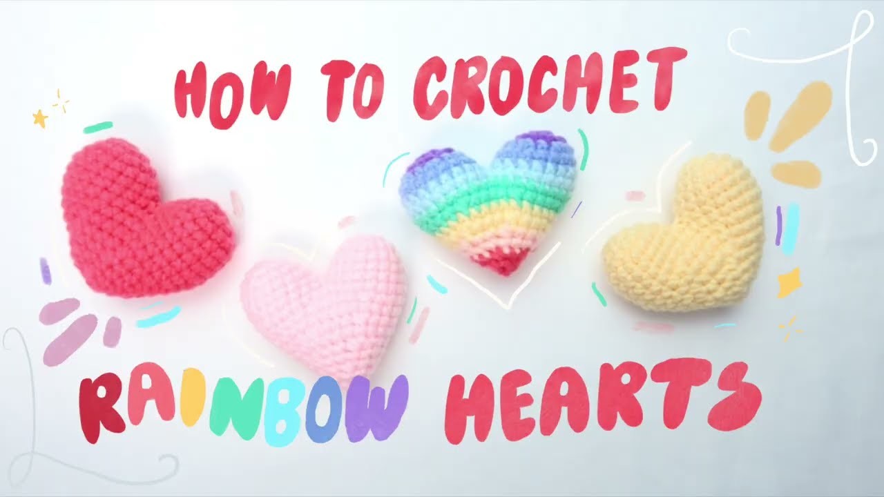 How to Crochet a Rainbow Heart  - Beginner friendly tutorial