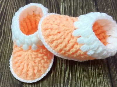 How to crochet baby booties.Cara mengait kasut baby