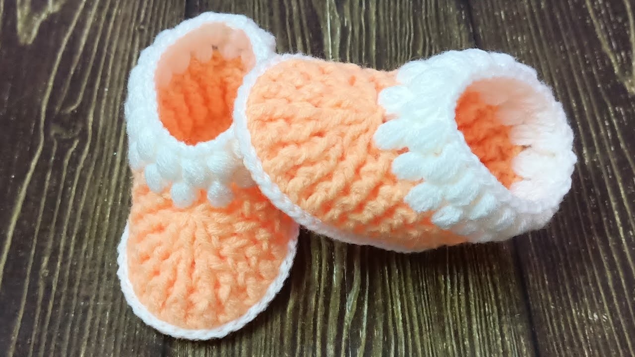 How to crochet baby booties.Cara mengait kasut baby