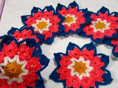 How to crochet coaster | flower doily motif | tea cup. glass coaster