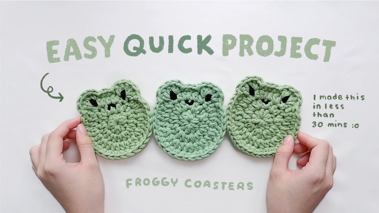 ???? how to crochet froggy coasters ???? Beginner friendly easy quick crochet tutorial | stringbbeans