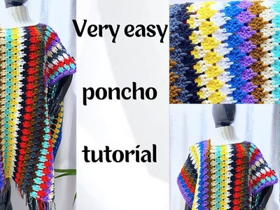 How to crochet perfect easy poncho || easy Larksfoot Stitch