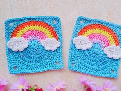 How to Crochet Rainbow Granny Square | Granny Square Crochet Tutorial
