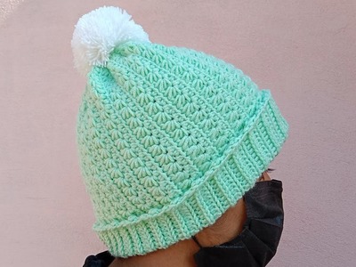 How to Crochet Star Stitch Hat - easy winter hat