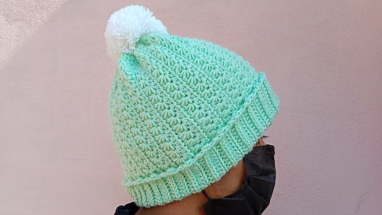 How to Crochet Star Stitch Hat - easy winter hat