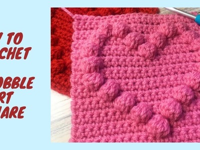How to crochet The Bobble Heart Square.  Baby blanket.Crochet Heart.