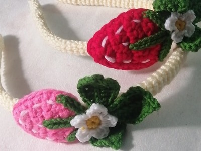 How to make and crochet a beautiful strawberry hairband.crown for girls????????