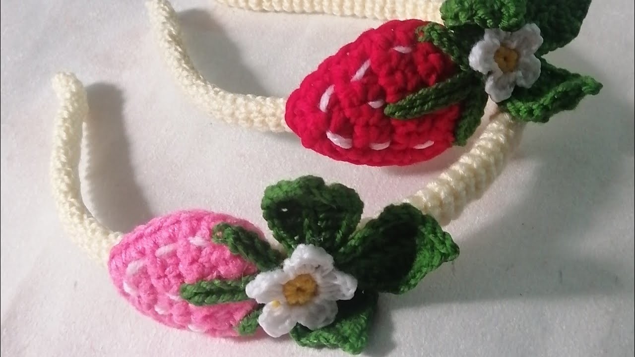 How to make and crochet a beautiful strawberry hairband.crown for girls????????