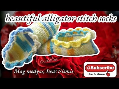 PART 1: HOW TO CROCHET ALIGATOR STITCH ON SOCKS | basic guide | fashionable socks |DIY | crochet