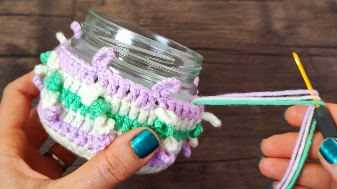 ???? So Beautiful Crochet Jar Decoration | Very Easy Crochet for Beginners (Step-by-Step)