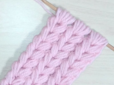 Very easy! Heart stitch♡ Tunisian crochet. how to crochet a headband. For beginner.