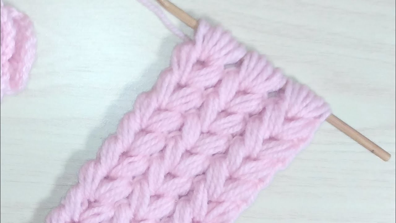 Very easy! Heart stitch♡ Tunisian crochet. how to crochet a headband. For beginner.