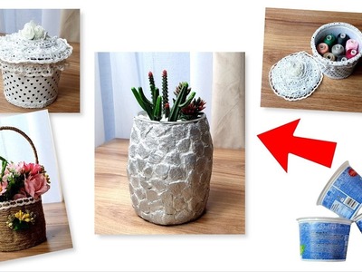 3 Simple ideas with Plastic Yogurt Containers.Diy Home decor ideas