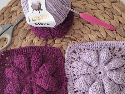 ????3D flowers knitting ???? Granny square tutorial Crochet ⚡