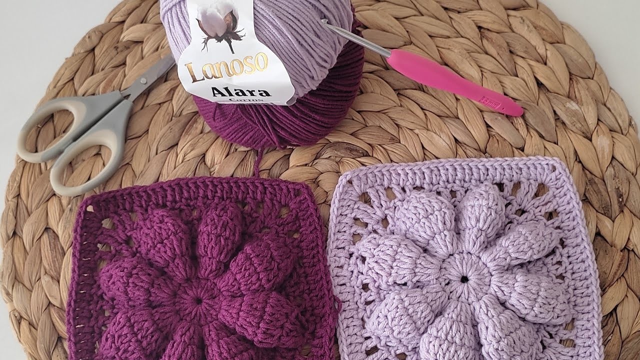 ????3D flowers knitting ???? Granny square tutorial Crochet ⚡