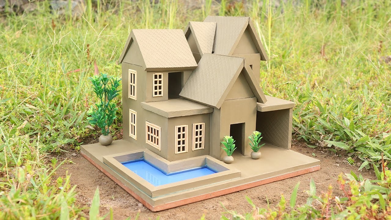Amazing technique build DIY miniature house | Great way to build clay  house,swimming pool & gardens