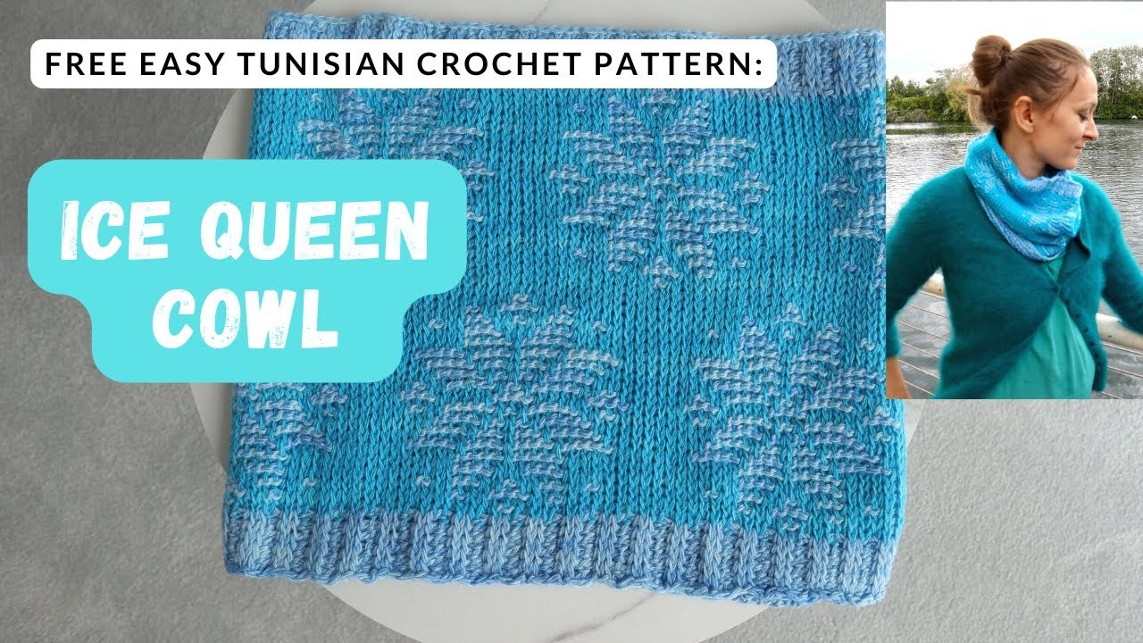 Beautiful EASY Tunisian crochet cowl pattern: Ice Queen Cowl [step by step tutorial]