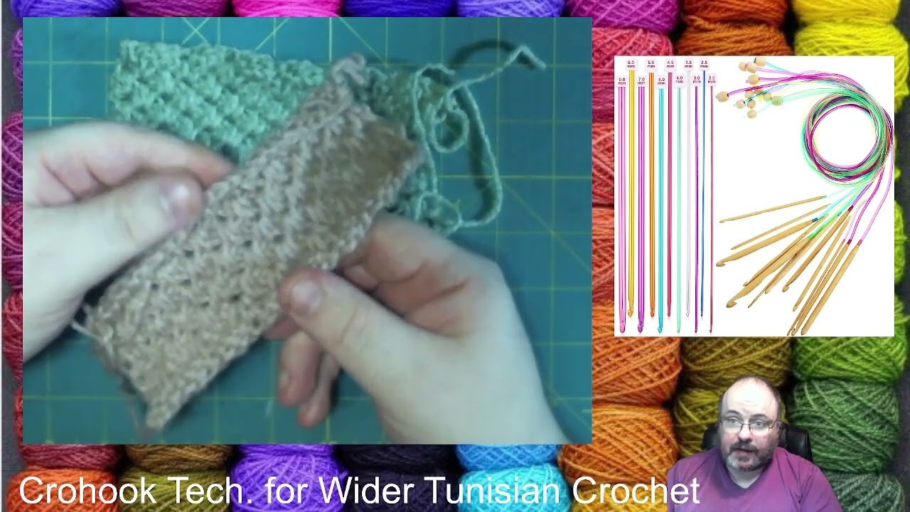 Crochet Lesson - Double Ended Crochet Hook Technique for Wider Tunisian Projects