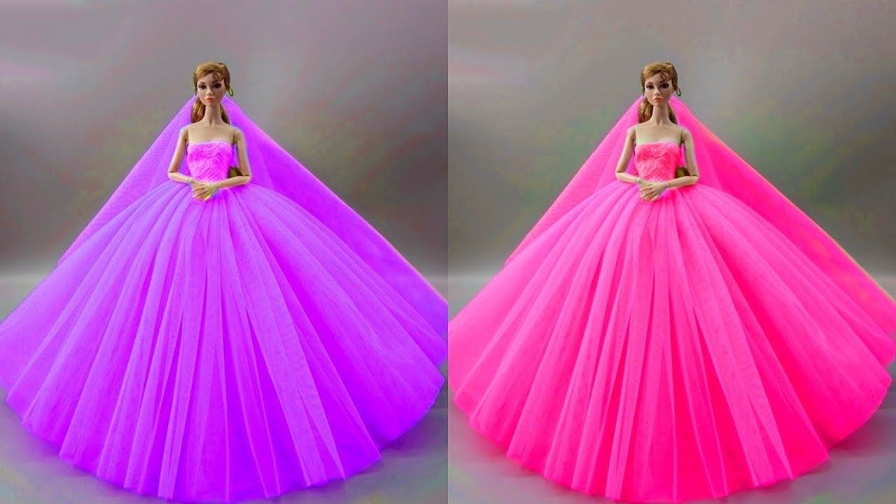 Disney Princess Dress Transformation ~ DIY Miniature Ideas for Barbie~ Wig, Dress, Faceup, and More!