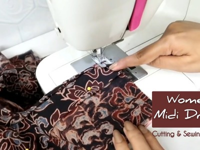 DIY Women Midi Dress || #diysewing #mididress #sewingtutorial #sewingtips #stalkmycloset #diydress