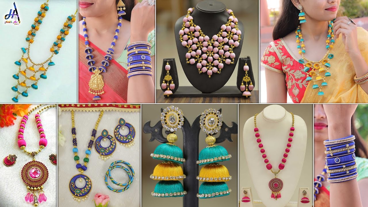 Fashion DIY! Handmade Silk thread Necklace Suitable On CropTops, GownDresses & Sarees
