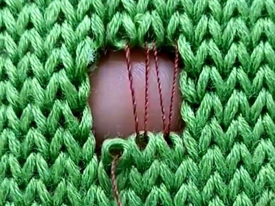 Great Way to Repair a Hole in a Knit Sweater With a Single Sewing Needle
