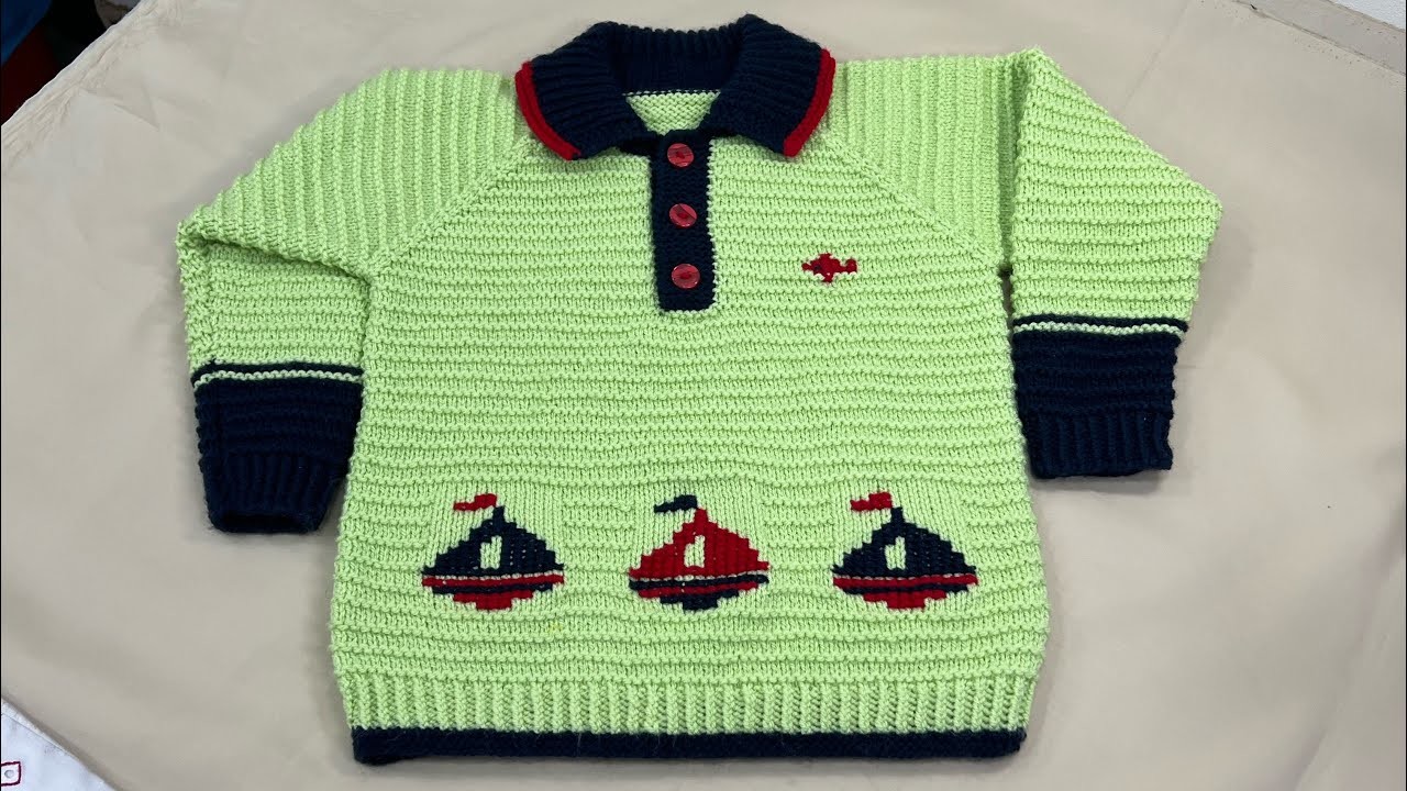 Hand Knitted Embroidered Jumper Sweater For 2-3 year Old Boys