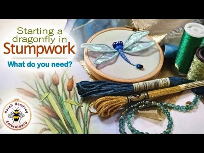 Raised embroidery - How to prepare a background and materials you will need to stitch a dragonfly