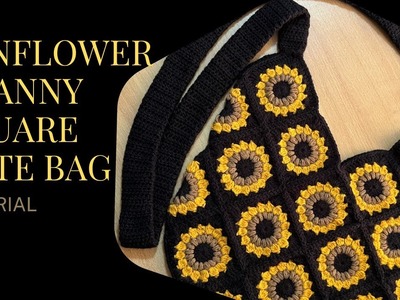 Sunflower Granny Square Tote Bag Tutorial [English]