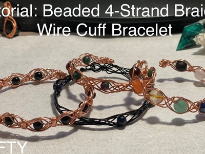 Beaded 4-Strand Braided Wire Cuff Bracelet
