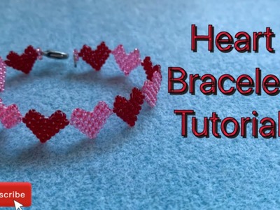 Beaded Heart bracelet, brick stitch beading tutorial
