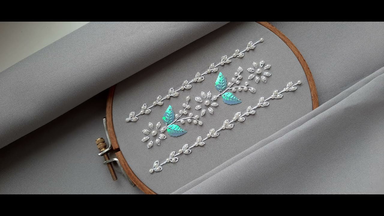 Border line with Beads - HAND EMBROIDERY - VERY SIMPLE BEADWORK