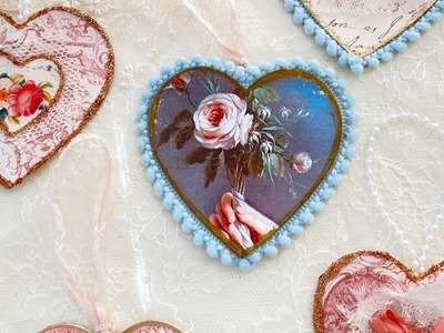 Craft With Me: Valentines Day Garland and Heart Decorations                   #junkook #junkjournal