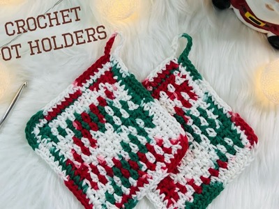 Crochet easy thick pot holders, easy crochet projects for beginners, how to make thick pot holders
