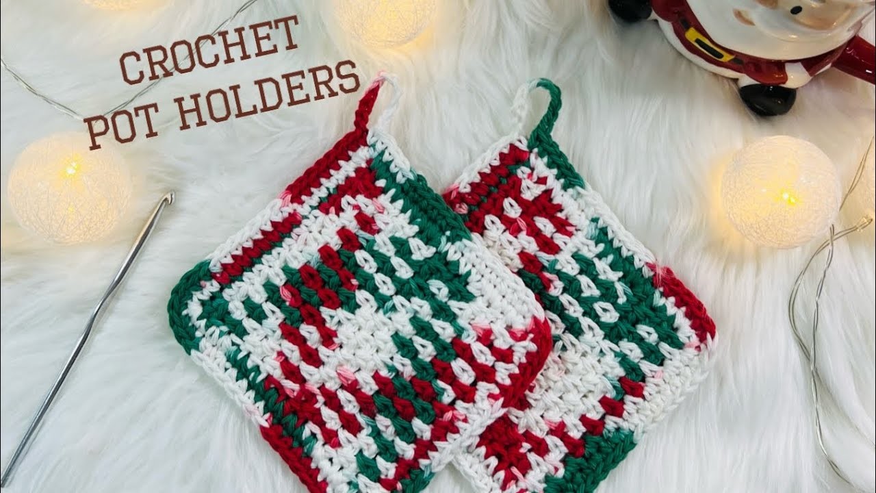 Crochet easy thick pot holders, easy crochet projects for beginners, how to make thick pot holders