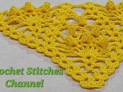 Crochet Shawl with popcorn stitch (easy tutorial)