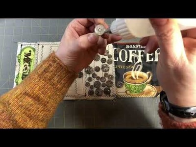 Decorating my coffee Junk Journal with mixed media buttons Quick tips and tricks