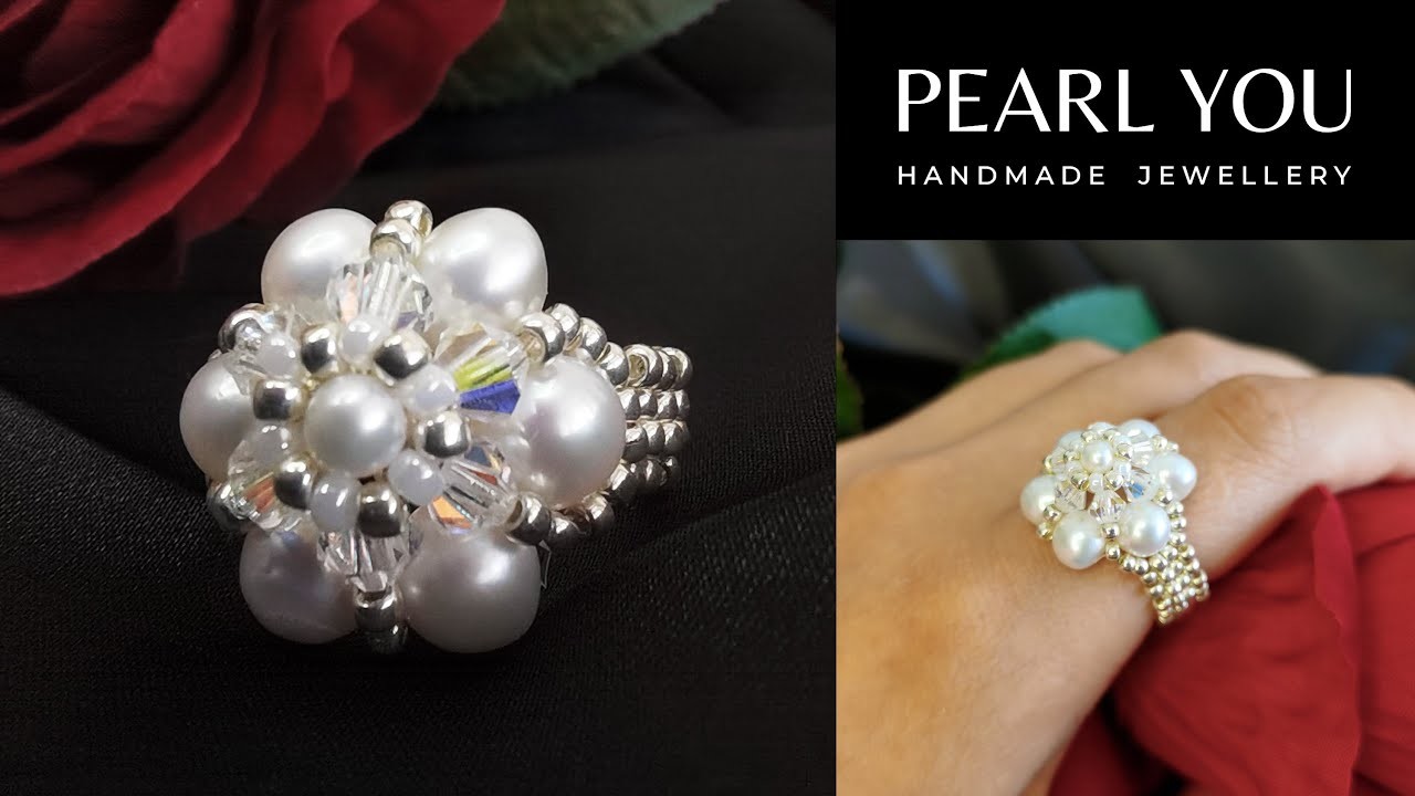 DIY a Beaded Pearl Ring for Wedding | The Pearl Ring Making Process 串珠戒指 | 珍珠戒指 Free Tutorial