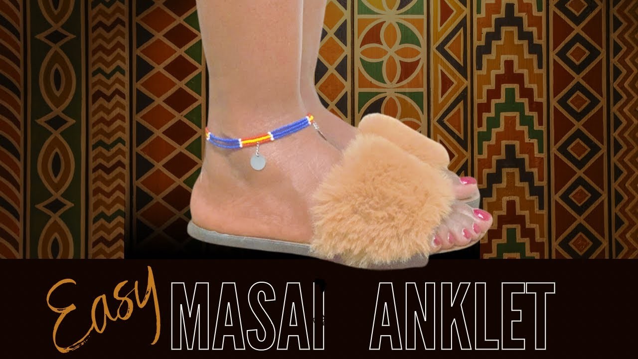 Easiest Maasai Anklet tutorial (no needle required)