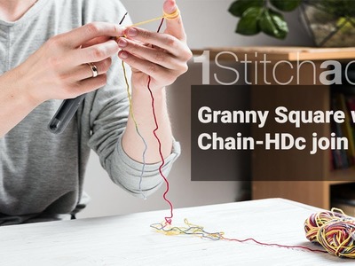 Granny Square with Ch- Hdc join -  Learn 1 crochet stitch a day