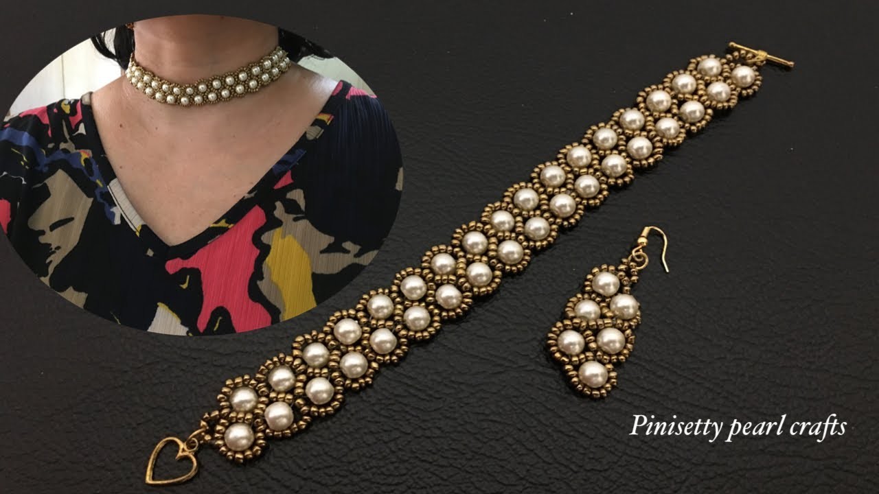 Pearl Raindrops Choker Or Bracelet Tutorial.Beaded Pearl Bracelet Making.Party Wear Bracelet Making.