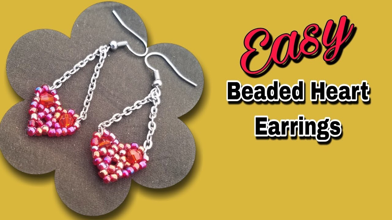 Quick & Easy  Beaded Heart  Earrings || Fashion DIY Earrings || Stylish seed beads beaded earrings ♥