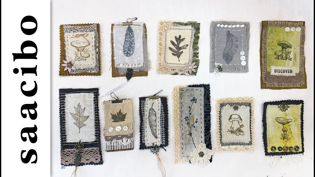 Slow Stitch Fabric Embellishments for Junk Journals - Nature Inspired