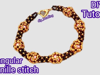 Triangular chenille stitch.Pearl bracelet.Easy bracelet making at home.Handmade jewelry.Diy Beading