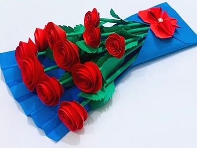 Valentine Gift Bouquet With Paper! Easy Making Rose Bouquet Idea! Ruba Craft Creations