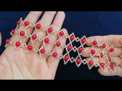 Very easy to make beaded bracelet.Beads Jewelry making tutorial.kolay boncuklu bileklik