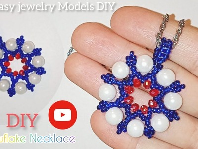 WOW SUPER IDEAS! How To Make Snowflake Necklace Beaded Necklace or Earrings Easy Beaded Necklace DIY